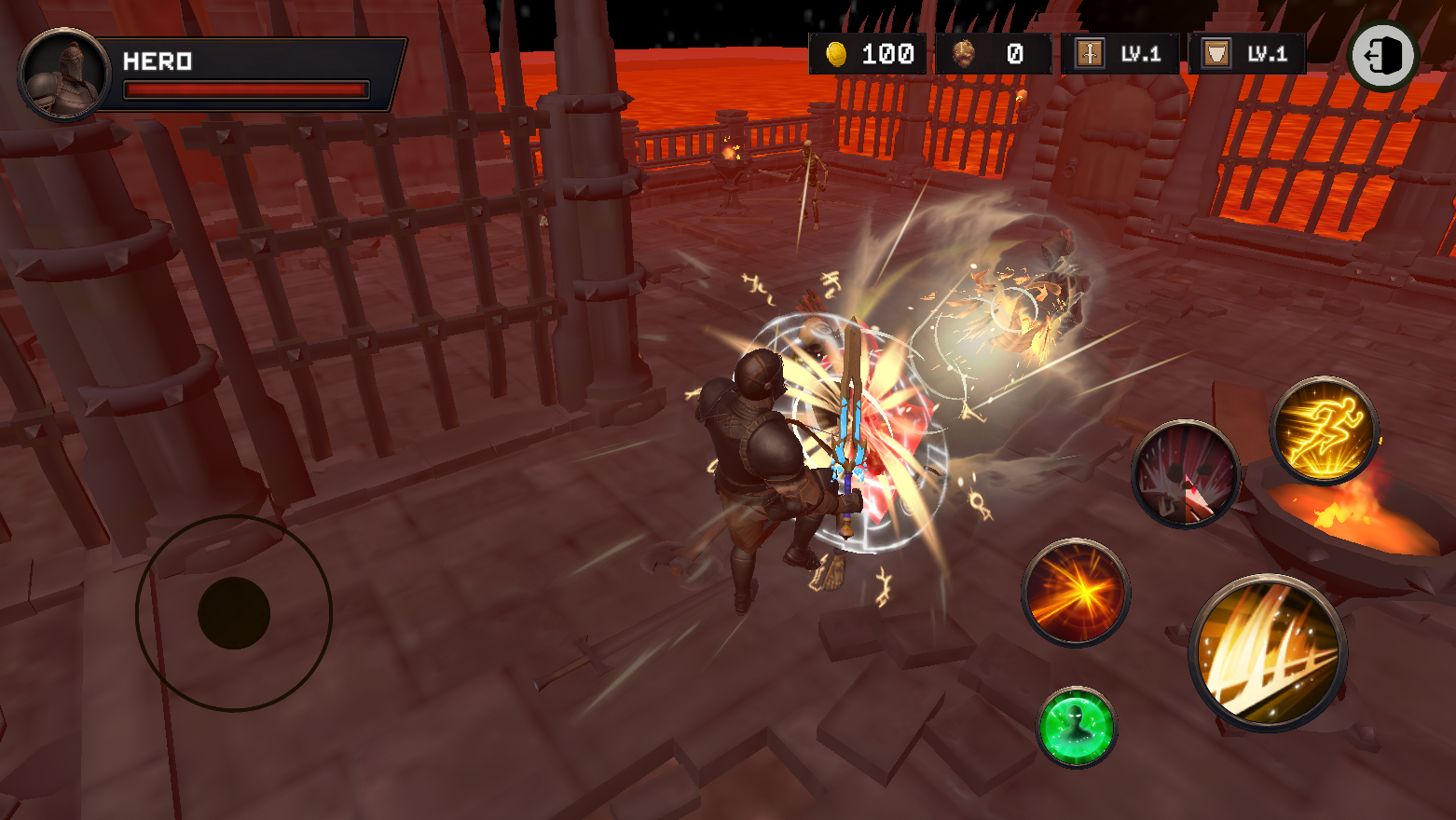 HELLFIRE gameplay in a fiery arena